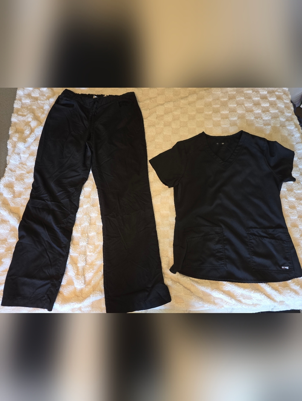 Greys Anatomy Classic Black Medical Scrub Set - Top & Pants